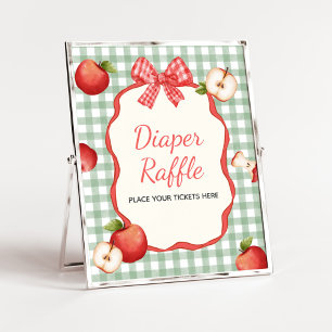 Gingham Apfel unser Baby Diaper Raffle-Zeichen Poster