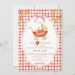 Gingham Apfel unserer Eye Baby Dusche Carriage Einladung