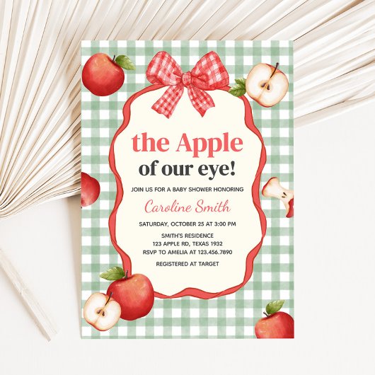 Gingham Apple of our Eye Baby Shower Einladung