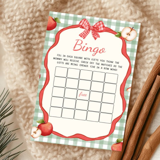 Gingham-Apple-Our-Eye-Bingo-Spiel (Apple of Our Eye Baby Shower Bingo Game)