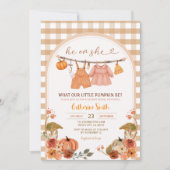 Gingham ArchPumpkin Gender Reveal Herbst Herbst Einladung (Vorderseite)