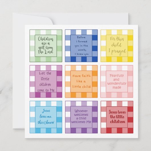 Gingham Baby Birth Ankündigung Faith basiert (Vorderseite)