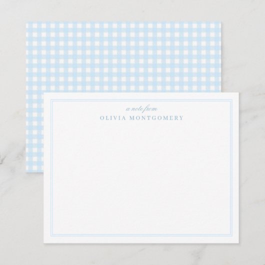 Gingham Baby Blue und White Personal Mitteilungskarte (Vorne/Hinten)