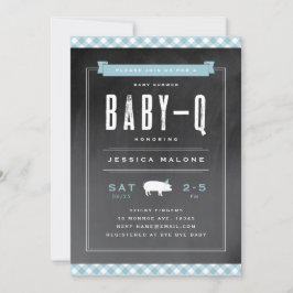 Gingham Baby GRILLEN Blue Baby Shower Einladung