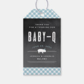 Gingham Baby GRILLEN Blue Baby Shower Geschenkanhänger (Vorderseite)