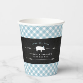 Gingham Baby GRILLEN Blue Co-ed Baby Shower Pappbecher