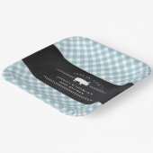 Gingham Baby GRILLEN Blue Co-ed Baby Shower Pappteller (Gewinkelt)