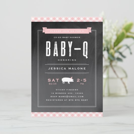 Gingham Baby GRILLEN Co-ed Baby Shower Einladung (Stehend Vorderseite)