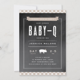 Gingham Baby GRILLEN Neutral Khaki Baby Shower Einladung
