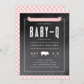 Gingham Baby GRILLEN Pink Baby Shower Einladung (Vorne/Hinten)
