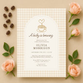 Gingham Baby is Brewing Coffee Baby Shower Einladung