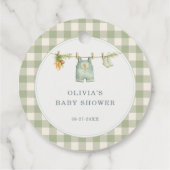Gingham-Baby-Party 'Locally Grown' Geschenkanhänger (Rückseite)