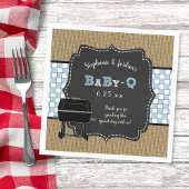 Gingham Baby Q Junge Babydusche Dekoration Grillen Serviette