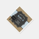 Gingham Baby Q Junge Babydusche Dekoration Grillen Serviette (Ecke)