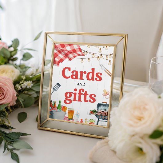 Gingham Baby-Q Karten und Geschenke Schild