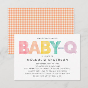 Gingham Baby-Q Summer Baby Dusche Einladung