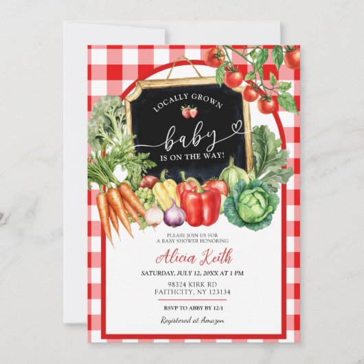 Gingham Baby Shower Einladung (Vorderseite)