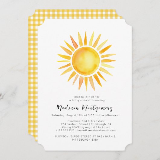 Gingham Baby Shower Einladung (Vorne/Hinten)