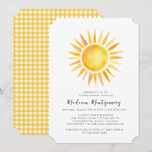 Gingham Baby Shower Einladung (Vorne/Hinten)