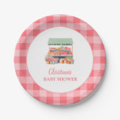 Gingham Baby Shower Pappteller (Vorderseite)