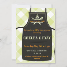 Gingham-Baby-Shower steht auf dem Grill Baby Showe