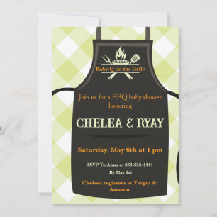 Gingham-Baby-Shower steht auf dem Grill Baby Showe Einladung