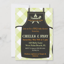 Gingham-Baby-Shower steht auf dem Grill baby showe