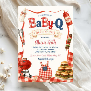 Gingham BabyQ Babyparty-Einladung Einladung