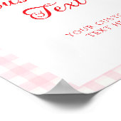 Gingham-Band-Schleife Erdbeeren-Tischschild Poster (Ecke)