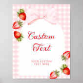 Gingham-Band-Schleife Erdbeeren-Tischschild Poster (Vorne)