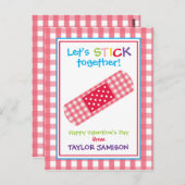 Gingham Bandage Personalisiert Valentinskarte Postkarte (Vorne/Hinten)