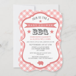 Gingham Barbecue Baby Shower Einladung / Coral