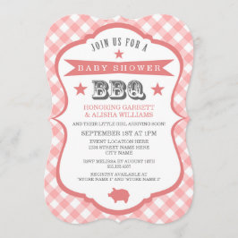 Gingham Barbecue Baby Shower Einladung / Coral