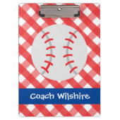 Gingham Baseball Personalisiert Clipboard Klemmbrett (Vorderseite)