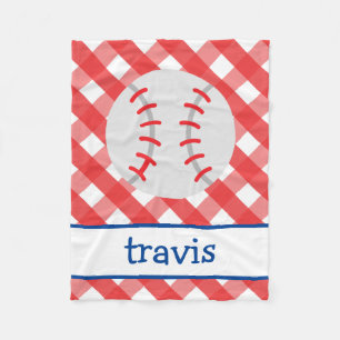 Gingham Baseball Personalisiert Fleece Blanken