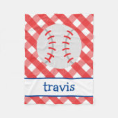 Gingham Baseball Personalisiert Fleece Blanket (Vorderseite)