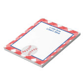 Gingham Baseball Personalisiert Notepad Notizblock (Rotiert)