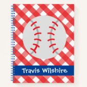 Gingham Baseball Personalisiert Spiral Notebook Notizblock (Vorderseite)