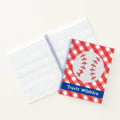 Gingham Baseball Personalisiert Spiral Notebook Notizblock (Innenseite)