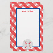 Gingham Baseball Personalisiert Stationery (Vorne/Hinten)