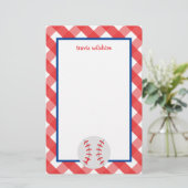 Gingham Baseball Personalisiert Stationery (Stehend Vorderseite)
