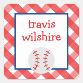 Gingham Baseball Personalisiert Stickers