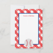Gingham Baseball Personalisierte Mitteilungskarten (Vorderseite)