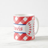 Gingham Baseball personalisierte Mug Kaffeetasse (VorderseiteRechts)