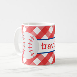 Gingham Baseball personalisierte Mug Kaffeetasse