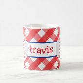 Gingham Baseball personalisierte Mug Kaffeetasse (Mittel)