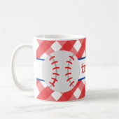 Gingham Baseball personalisierte Mug Kaffeetasse (Links)