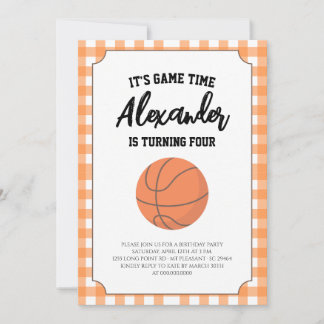 Gingham-Basketball-Geburtstag Einladung