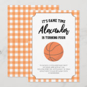 Gingham-Basketball-Geburtstag Einladung (Vorne/Hinten)