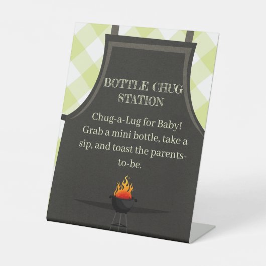 Gingham BBQ Babyparty Sockelschild (Vorderseite)